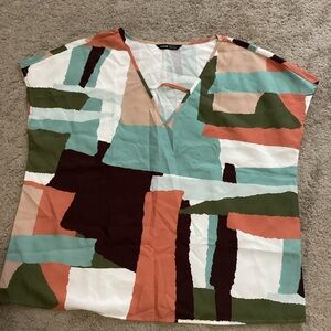 Abstract Print Dress Shirt Size XL